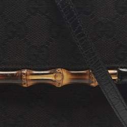 مملوكة مسبقًا Gucci Bamboo Black GG Canvas and Leather Clutch Bag