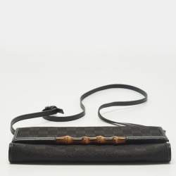 مملوكة مسبقًا Gucci Bamboo Black GG Canvas and Leather Clutch Bag