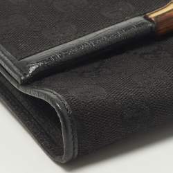 مملوكة مسبقًا Gucci Bamboo Black GG Canvas and Leather Clutch Bag