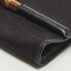 مملوكة مسبقًا Gucci Bamboo Black GG Canvas and Leather Clutch Bag