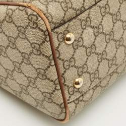 Pre Owned Gucci Limited Edition Bird Embroidered Beige/Brown GG Supreme Canvas Boston Bag