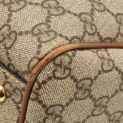 Pre Owned Gucci Limited Edition Bird Embroidered Beige/Brown GG Supreme Canvas Boston Bag