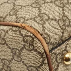 Pre Owned Gucci Limited Edition Bird Embroidered Beige/Brown GG Supreme Canvas Boston Bag