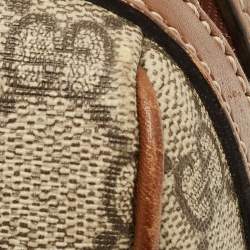 Pre Owned Gucci Limited Edition Bird Embroidered Beige/Brown GG Supreme Canvas Boston Bag