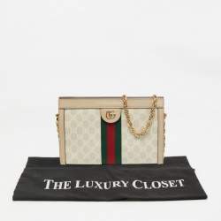 مملوكة مسبقًا Gucci GG Ophidia Small Beige Supreme Canvas Shoulder Bag