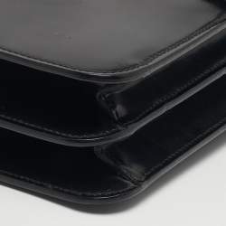 مملوكة مسبقًا حقيبة كتف غوتشي جلد لامع أسود متوسطة بشعار G متداخل