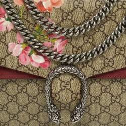 Pre Owned Gucci Dionysus Medium Beige/Burgundy Blooms GG Supreme Canvas Shoulder Bag