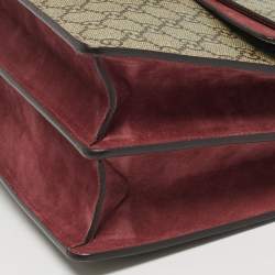 Pre Owned Gucci Dionysus Medium Beige/Burgundy Blooms GG Supreme Canvas Shoulder Bag