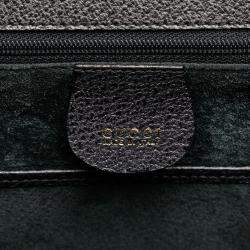 Pre Owned Gucci Black Grained Calfskin Bamboo Night