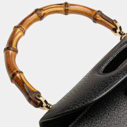مملوكة مسبقًا Gucci Black Grained Calfskin Bamboo Night