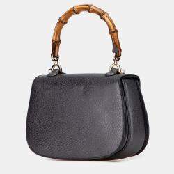 مملوكة مسبقًا Gucci Black Grained Calfskin Bamboo Night