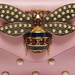 مملوكة مسبقًا حقيبة كتف غوتشي برودواي بيرلي بي صغيرة جلد زهري