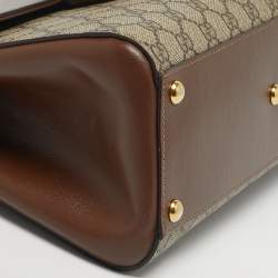 مملوكة مسبقًا Gucci Horsebit 1955 Brown/Beige GG Supreme Canvas and Leather Top Handle Bag