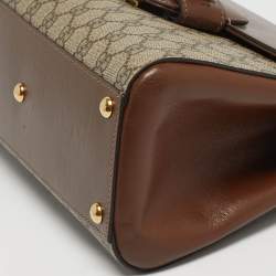مملوكة مسبقًا Gucci Horsebit 1955 Brown/Beige GG Supreme Canvas and Leather Top Handle Bag