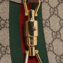 مملوكة مسبقًا حقيبة هوبو غوتشي جاكي صغيرة قماش جي جي سوبرم بيج/بني وجلد