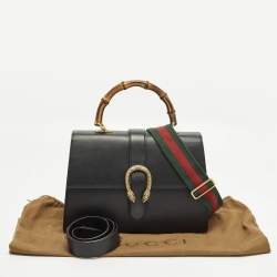 مملوكة مسبقًا Gucci Dionysus Bamboo Large Black Leather Top Handle Bag