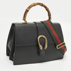 مملوكة مسبقًا Gucci Dionysus Bamboo Large Black Leather Top Handle Bag