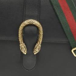 مملوكة مسبقًا Gucci Dionysus Bamboo Large Black Leather Top Handle Bag