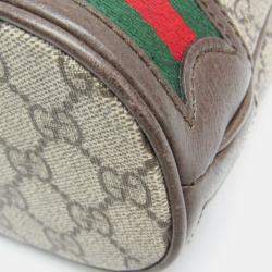 Pre Owned حقيبة كتف غوتشي GG سوبرم جلد بني بيج دلو صغيرة