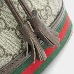 Pre Owned حقيبة كتف غوتشي GG سوبرم جلد بني بيج دلو صغيرة