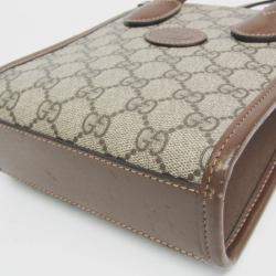 مملوكة مسبقًا حقيبة كتف غوتشي جلد جي جي سوبريم بيج بني بشعار جي المتشابك