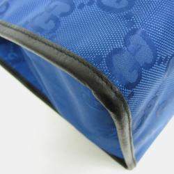 مملوكة مسبقًا حقيبة كتف غوتشي جي جي نايلون كانفاس وجلد أوف ذا غريد أسود أزرق