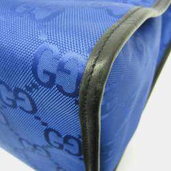 مملوكة مسبقًا حقيبة كتف غوتشي جي جي نايلون كانفاس وجلد أوف ذا غريد أسود أزرق