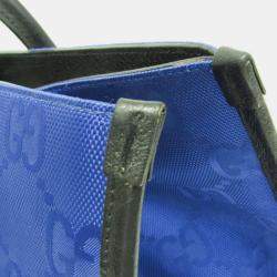 مملوكة مسبقًا حقيبة كتف غوتشي جي جي نايلون كانفاس وجلد أوف ذا غريد أسود أزرق