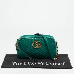 Pre Owned حقيبة كاميرا غوتشي جلد أخضر ماتيلسه GG صغيرة