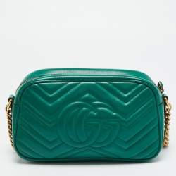 Pre Owned حقيبة كاميرا غوتشي جلد أخضر ماتيلسه GG صغيرة