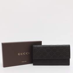 Pre Owned Gucci Brown Guccissima Leather Continental Wallet