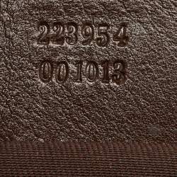 مملوكة مسبقًا حقيبة يد غوتشي كبيرة قماش جي جي بني / بيج وجلد بشعار جي متداخل