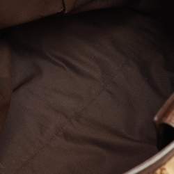 مملوكة مسبقًا حقيبة يد غوتشي كبيرة قماش جي جي بني / بيج وجلد بشعار جي متداخل