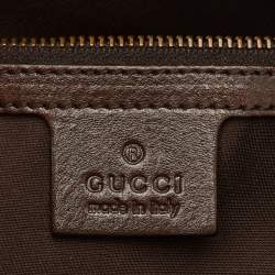 مملوكة مسبقًا حقيبة يد غوتشي كبيرة قماش جي جي بني / بيج وجلد بشعار جي متداخل