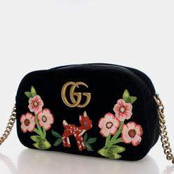 مملوكة مسبقًا Gucci Small Velvet GG Marmont Chain