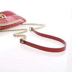 Pre Owned Gucci Small Red Calf Marmont Shoulder Bag
