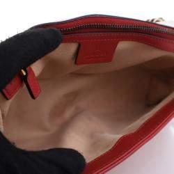Pre Owned Gucci Small Red Calf Marmont Shoulder Bag