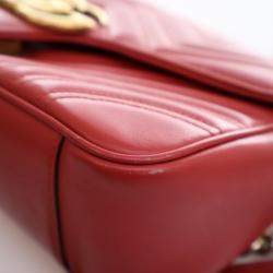 Pre Owned Gucci Small Red Calf Marmont Shoulder Bag