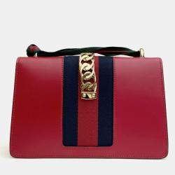 Pre Owned Gucci Sylvie Red Calf Leather Bag