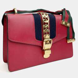 Pre Owned Gucci Sylvie Red Calf Leather Bag