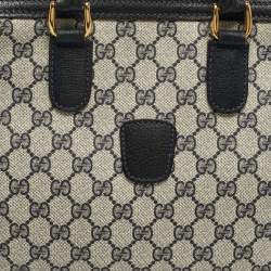 مملوكة مسبقًا حقيبة يد غوتشي فاتحة زرقاء/بيج GG قماش سوبرم جلد عتيقة