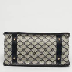 مملوكة مسبقًا حقيبة يد غوتشي فاتحة زرقاء/بيج GG قماش سوبرم جلد عتيقة