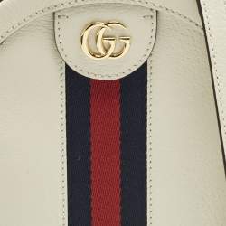 مملوكة مسبقًا Gucci Ophidia Mini Off White Leather Round Shoulder Bag