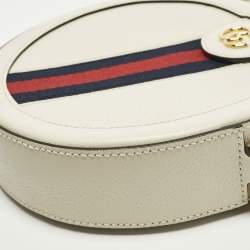 مملوكة مسبقًا Gucci Ophidia Mini Off White Leather Round Shoulder Bag