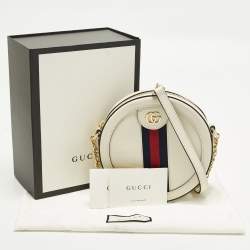 مملوكة مسبقًا Gucci Ophidia Mini Off White Leather Round Shoulder Bag
