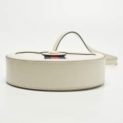 مملوكة مسبقًا Gucci Ophidia Mini Off White Leather Round Shoulder Bag
