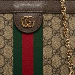 Pre Owned حقيبة كتف غوتشي غوتشيسيميّا صغيرة بيج شفّاف كانفاس أوفيديا