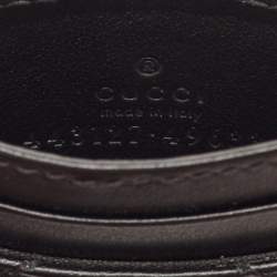 Pre Owned علبة بطاقات جلد أسود غوتشي GG مارمونت