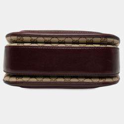 مملوكة مسبقًا حقيبة غوتشي بامبو كانفاس جي جي بني متوسطة بيد علوية جديدة