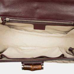 مملوكة مسبقًا حقيبة غوتشي بامبو كانفاس جي جي بني متوسطة بيد علوية جديدة